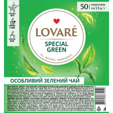 Чай Lovare Special Green с ароматом бергамота, зелений, 50шт*1,5г/уп