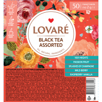 Чай Lovare "Bergamot Assorted", асорті чорного чаю з бергамотом, 50шт*2г/уп