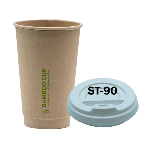 Стакан паперовий двошаровий Bamboo Cup 500мл. Кришка ST90