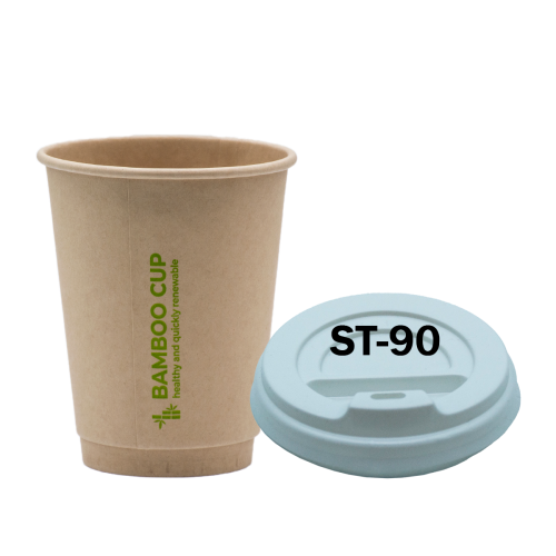 Стакан паперовий двошаровий Bamboo Cup 400мл. Кришка ST90