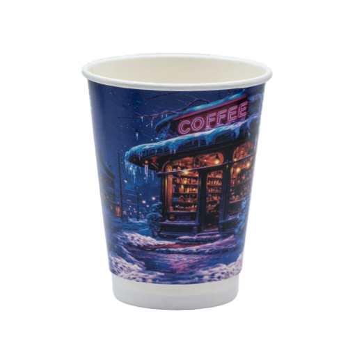 Стакан бумажный двухслойный CHRISTMAS CAFE 400мл. Крышка ST90 Стакан бумажный двухслойный CHRISTMAS CAFE 400мл. Крышка ST90