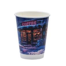 Стакан бумажный двухслойный CHRISTMAS CAFE 400мл. Крышка ST90
