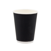 Стакан бумажный черный гофрированный 400мл (25/500). Крышка ST90