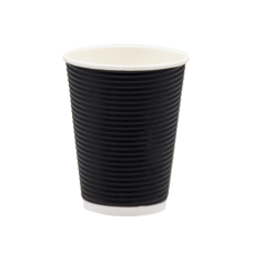 Стакан паперовий гофрований чорний 400мл (25/500). Кришка ST90