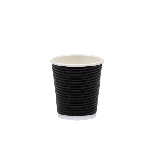  Стакан бумажный гофрированный черный 110мл (25/1000)