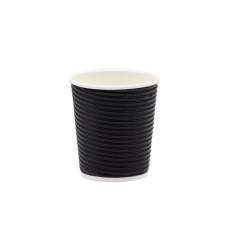 Стакан паперовий гофрований чорний 185мл (25/500). Кришка ST72