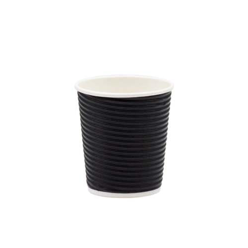  Стакан бумажный гофрированный черный 110мл (25/1000)