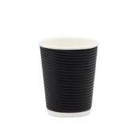 Стакан бумажный черный гофрированный 270мл (25/500). Крышка ST79 Стакан бумажный черный гофрированный 270мл (25/500). Крышка ST79