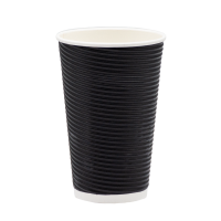 Стакан бумажный черный гофрированный 500мл (25/500). Крышка ST90 Стакан бумажный черный гофрированный 500мл (25/500). Крышка ST90