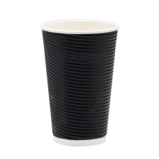 Стакан паперовий гофрований чорний 500мл (25/500). Кришка ST90