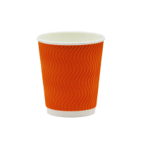 Стакан паперовий гофрований помаранчевий 270мл 30шт/пач. Кришка П80 Стакан паперовий гофрований помаранчевий 270мл 30шт/пач. Кришка П80
