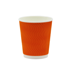 Стакан паперовий гофрований помаранчевий 270мл 30шт/пач. Кришка П80