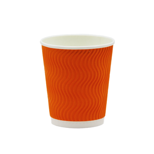 Стакан паперовий гофрований помаранчевий 270мл 30шт/пач. Кришка П80