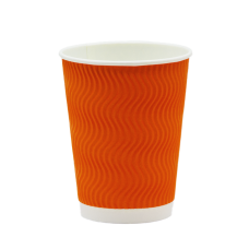 Стакан паперовий гофрований помаранчевий 350мл 30шт/пач. Кришка П90