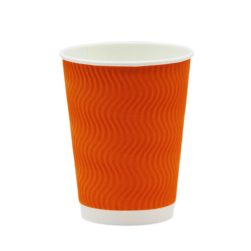 Стакан паперовий гофрований помаранчевий 350мл 30шт/пач. Кришка П90