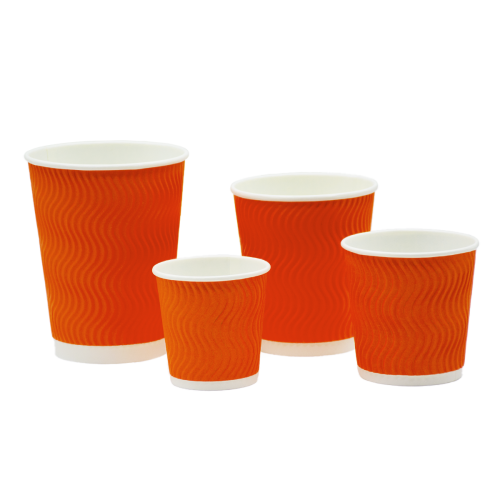 Стакан паперовий гофрований помаранчевий 270мл 30шт/пач. Кришка П80 Стакан паперовий гофрований помаранчевий 270мл 30шт/пач. Кришка П80