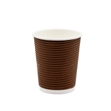 Стакан бумажный гофрированный шоколад 270 мл (25/500). Крышка ST79