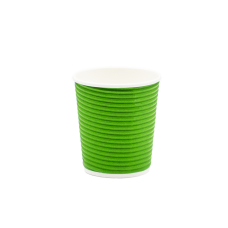 Стакан бумажный зеленый гофрированный 185мл (25/500). Крышка ST72