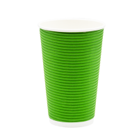 Стакан бумажный зеленый гофрированный 500мл (25/500). Крышка ST90