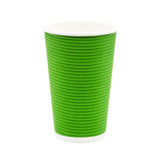 Стакан бумажный зеленый гофрированный 500мл (25/500). Крышка ST90