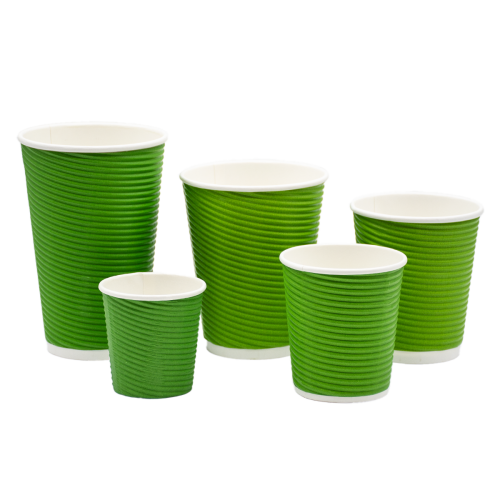 Стакан бумажный гофрированный зеленый 110мл (25/1000) Стакан бумажный гофрированный зеленый 110мл (25/1000)