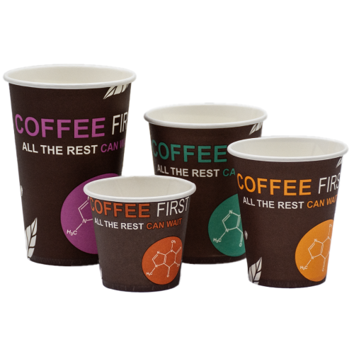 Стакан паперовий одношаровий Coffee First 340мл. Кришка ST80