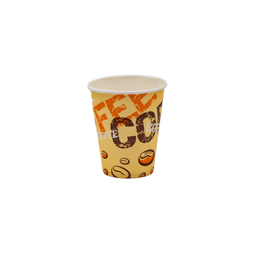 Стакан бумажный однослойный "Coffee" 175мл. Крышка ST69