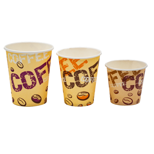 Стакан бумажный однослойный "Coffee" 340мл. Крышка ST80