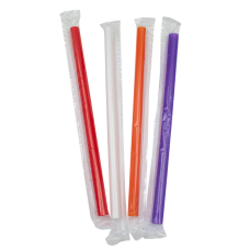 Трубочка BUBBLE TEA, 21см/d10мм МИКС индивидуальная упаковка (100 шт)