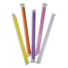 Трубочка BUBBLE TEA, 21см/d10мм КОСА, МИКС индивидуальная упаковка (250/4000)
