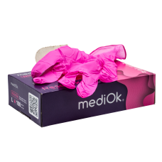 Рукавички нітрилові, без пудри, рожеві, L