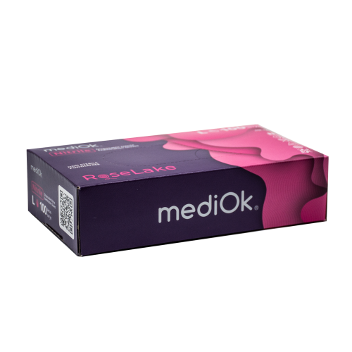 Рукавички нітрилові, без пудри, рожеві, L