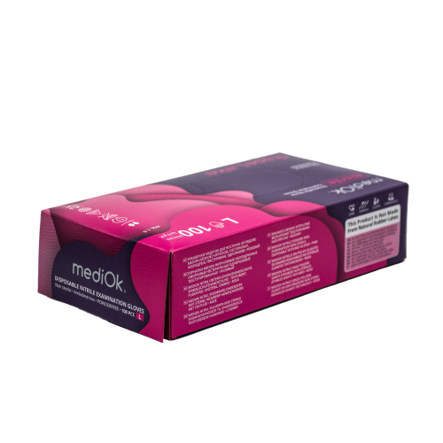 Рукавички нітрилові, без пудри, рожеві, L