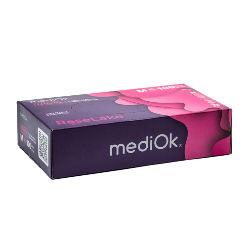 Рукавички нітрилові, без пудри, рожеві, М