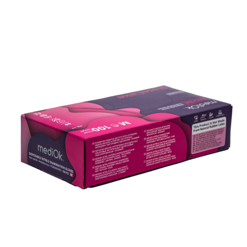 Рукавички нітрилові, без пудри, рожеві, М