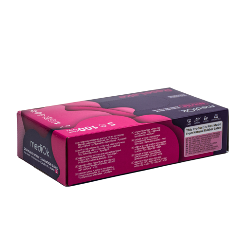 Рукавички нітрилові, без пудри, рожеві, S