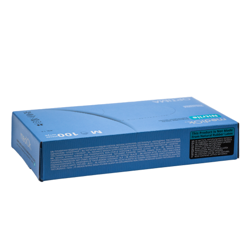 Рукавички нітрилові, без пудри, блакитні, M