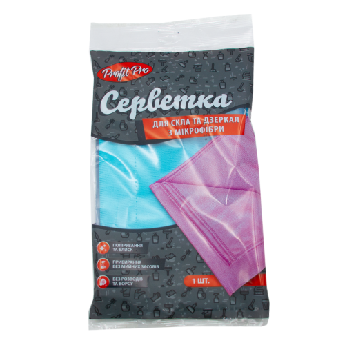 Мікрофібра для скла та дзеркал 30*30 1шт/пак