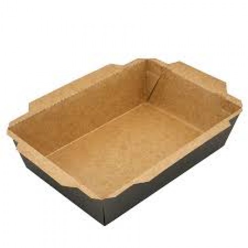 Ланч-бокс паперовий 1200мл 180*120*50 чорний/крафт (50/300)